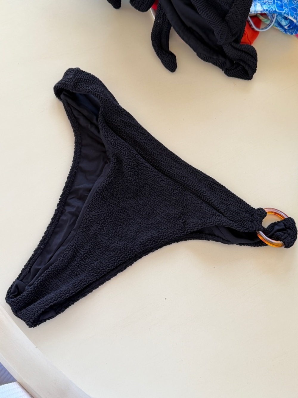 Monday Swimwear Antigua Bottom in Black Crinkle